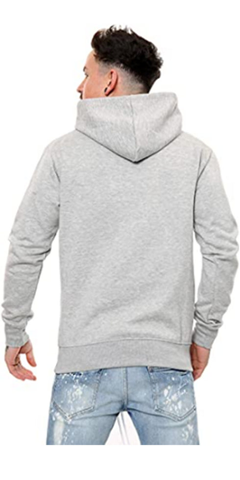 Men Plain Pullover Hoodie With Kangaroo Pocket